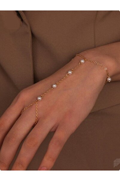 Duayen Design Gold Renk İncili Şahmeran Bileklik
