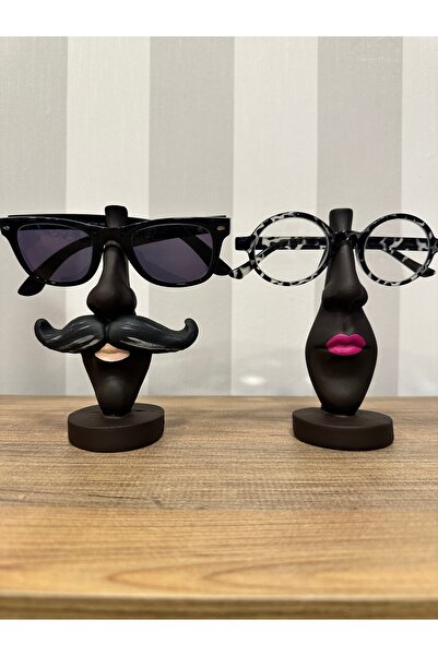 İki Cadı Tasarım Bıyıklı Erkek ve Kadın Dekoratif Polyester Gözlük Tutucu, Gö...