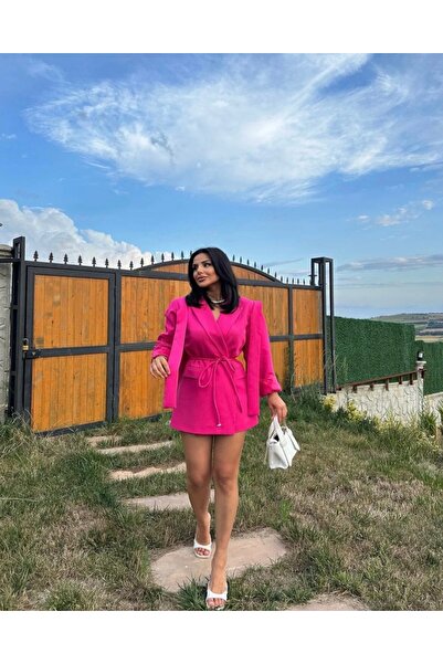 Ekim Store Jachetă blazer oversize cu detaliu de cravată