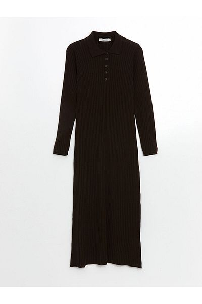 LC Waikiki Lcw Vision Brown Shirt Collar Women's Knitwear Dress