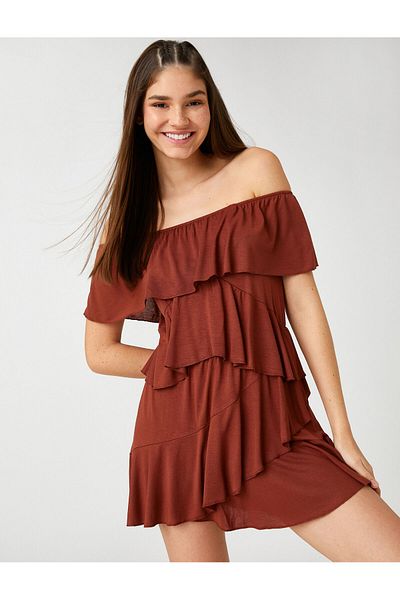 Koton Mini-Overall, schulterfrei, mit Rüschen, detailliert