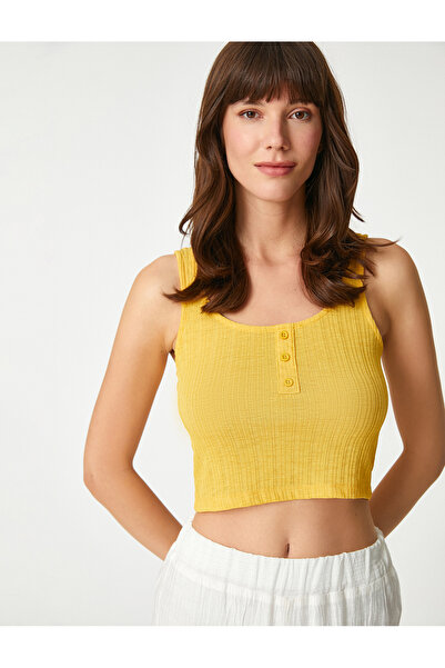 Koton Crop Athlete U Neck Button Detailed