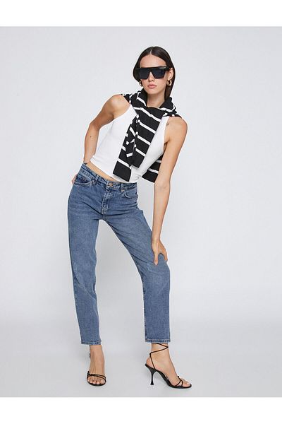 Koton Straight Leg Jeans High Waist - Eve Slim Jean