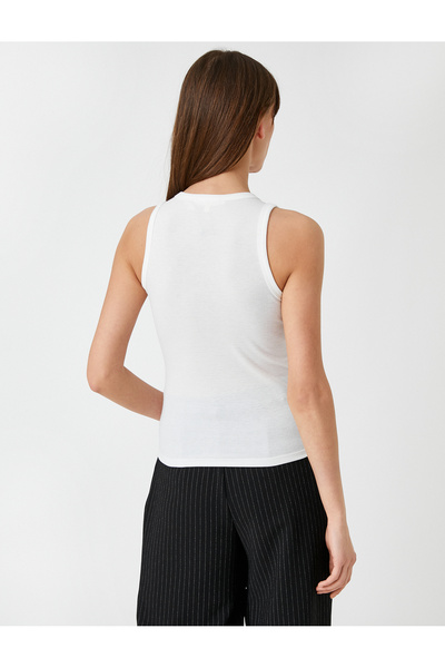 Koton Kamienny szczegółowy sportowiec z okrągłym dekoltem, bez rękawów