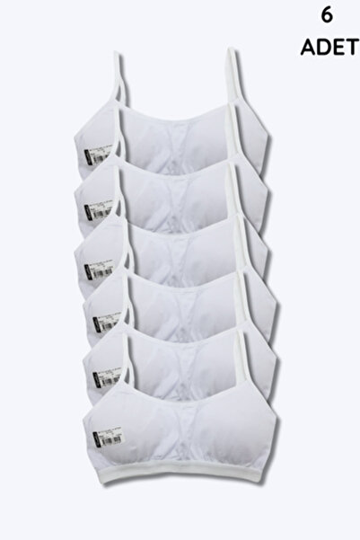 Pamuksu 847 Tutku Toptan Çamaşırcı Kız İp Askılı Pedli Bustiyer 6lı Paket Beyaz