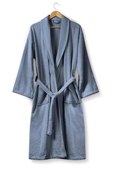 Bluenity Екстра м'який халат синій - 100% натуральна бавовна Softy
