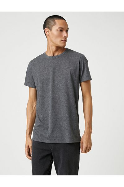 Koton Základní tričko Slim Fit Crew Neck Krátký rukáv Bavlna