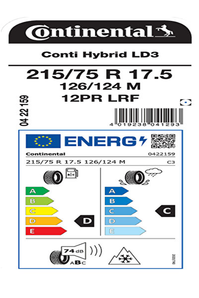 Continental 215/75r17.5 126/124m Tl Conti Hbrd Ld3 Ld3 Eu Lrf 12pr Oto 4 Mevsim Lastiği (üretim Yılı