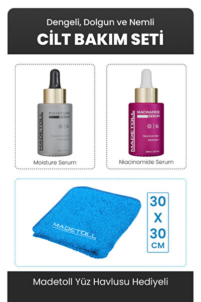 Madetoll Moisture Serum 30 ml + Niacinamide Serum 30 ml Madetoll Yüz Havlusu Hediye