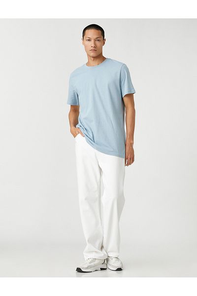 Koton Βασικό T-Shirt Slim Fit Crew Neck Βαμβακερό κοντό μανίκι