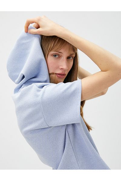 Koton Short Sleeve Sweatshirt Hooded
