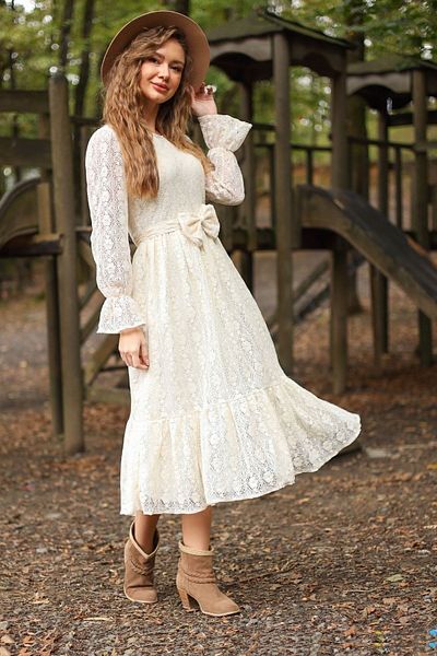 KÜÇÜĞÜM BUTİK Vintage Ecru Lace Dress