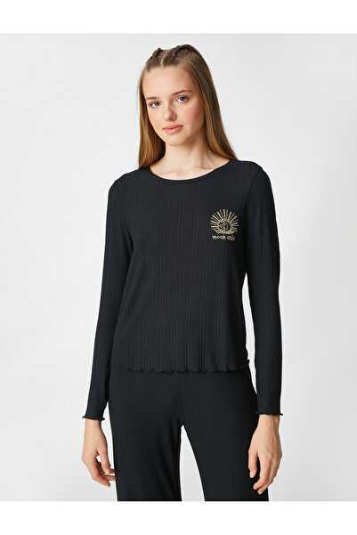 Koton Піжамний топ з довгим рукавом з фактурною вишивкою