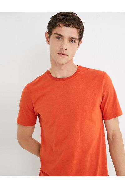 Koton Basic-T-Shirt, schmale Passform, Rundhalsausschnitt, kurze Ärmel, Baumwolle