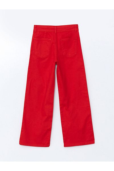 LC Waikiki Lcw Kids Red Girl's Pants with Adjustable Elastic Waist