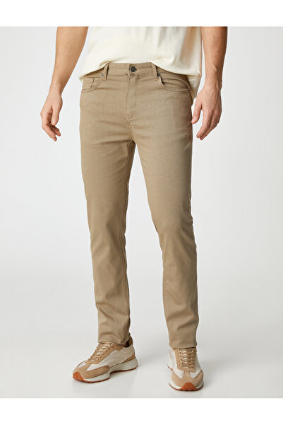 Koton Kalhoty Slim Fit s 5 kapsami s texturou na knoflíky