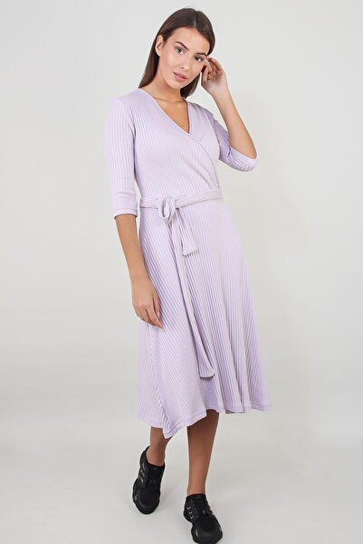 ALEXANDERGARDI Kemerli Kruvaze Yaka Elbise (B21-701701)