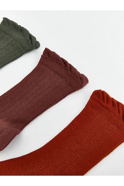 LC Waikiki Socket Socks Lcw Dream Green Women's Plain Socket Socks 5 Pack