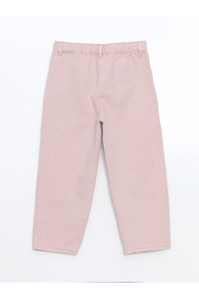 LC Waikiki Lcw Kids Pink Embroidered Girl's Pants with Adjustable Waist
