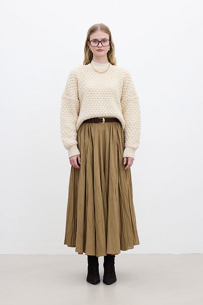 Manuka Pleated Maxi Skirt - Earth Color