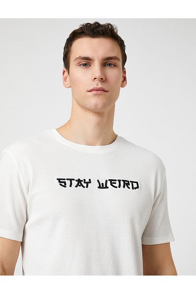 Koton Σλόγκαν Κεντημένο T-Shirt Crew Neck Κοντό μανίκι