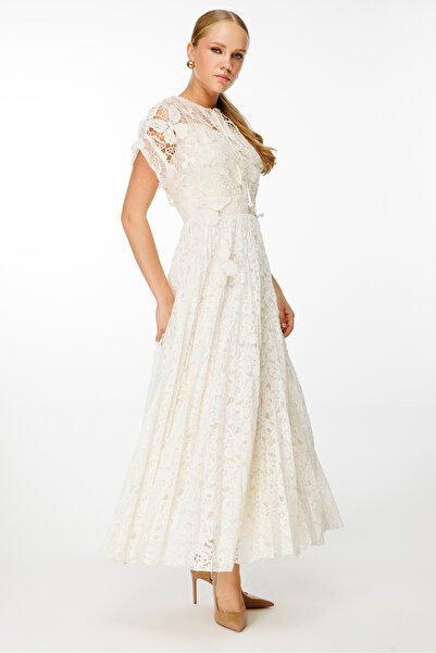 Nefeli Butterfly Detail Dress with Pleated Skirt