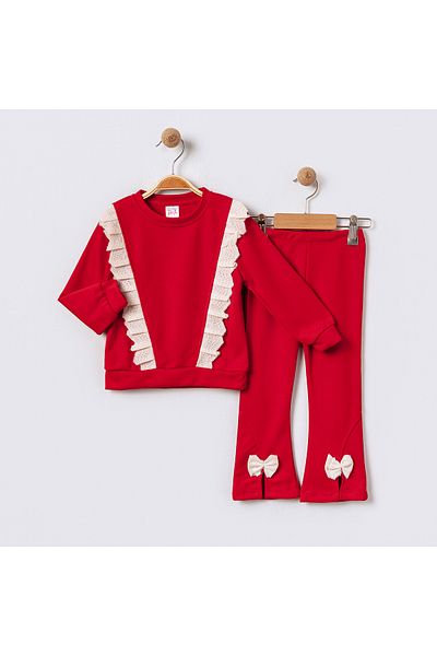 MiniPink Baby Girl's Laced Bow Double Set