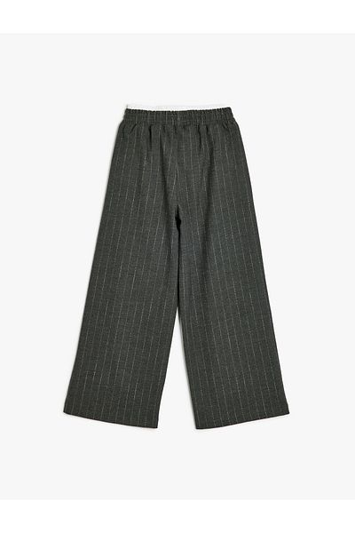 Koton Elastic Waist Striped Wide Leg Trousers