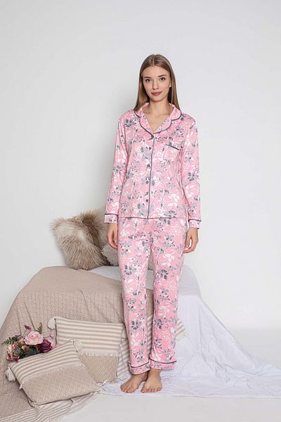 GUAVA+ Women's Long Sleeve Pjamas Suit with Sandy Color and Button in Front