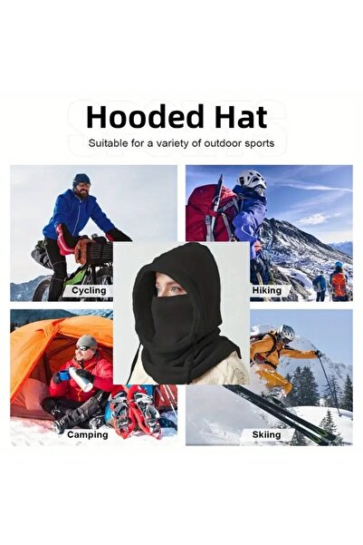 GlassySKY With Neck Collar Face Mask Lace up Closure Windproof Fleece Hat Winter Ski Snow Outdoor