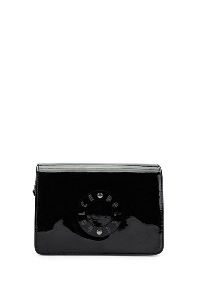 Dolce Women's Vegan Black Patent Leather Messenger Bag