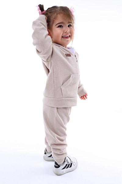 minitrends Wafle Knitted Fabric Girl's 3 Piece Set