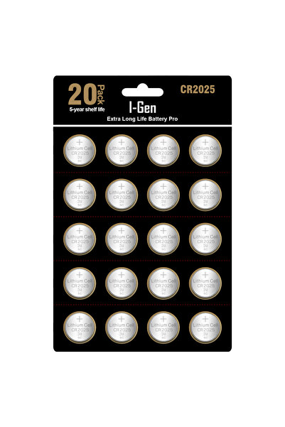 I Gen I-gen Cr2025 Pil 20'li Paket Lityum Düğme Pil 3v 2025