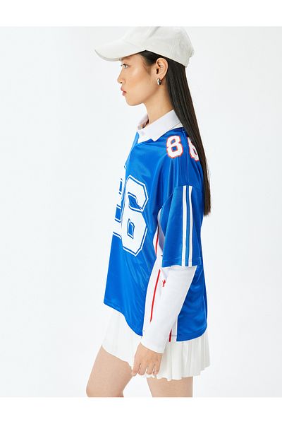 Koton V-Neck Oversize Printed Short Sleeve T-Shirt