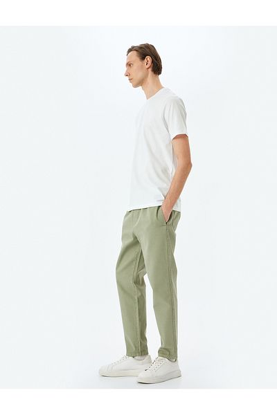 Koton Regular Waist Straight Fit Cotton Waist Lace up Trousers
