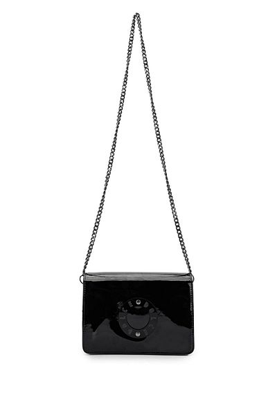 Dolce Women's Vegan Black Patent Leather Messenger Bag