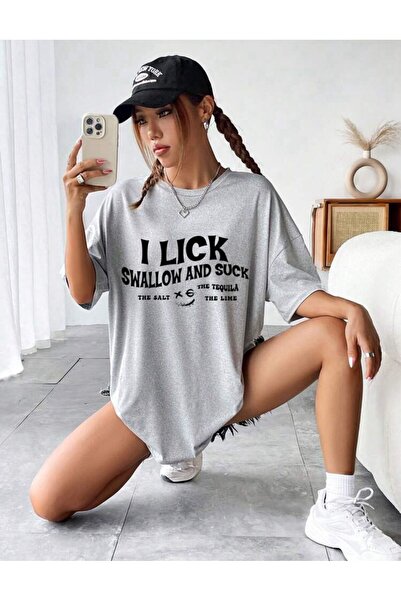 BW Bravely Wear Γυναικείο μπλουζάκι με στάμπα I LICK, από βαμβακερό ύφασμα, χ...