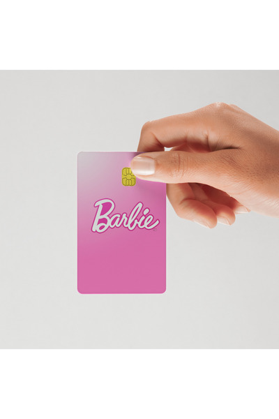 Huggy Craft ملصق طلاء بطاقة الائتمان باللون الوردي مكتوب عليه Barbie متوافق مع بطاقة الائتمان والبطاقة الورقية