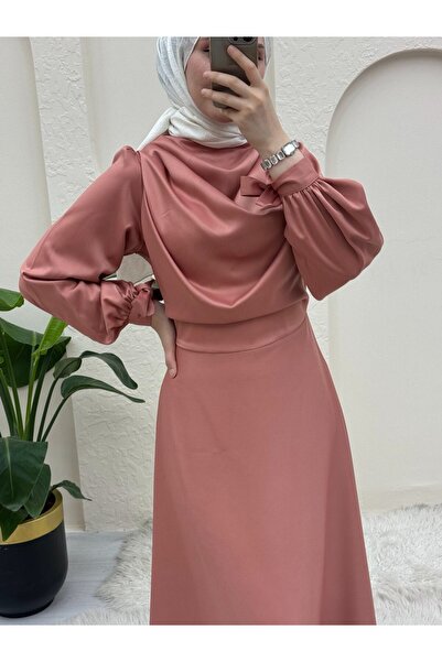 Modamorfo Βραδινό φόρεμα με γιακά με δαντέλα με λεπτομέρειες - πούδρα