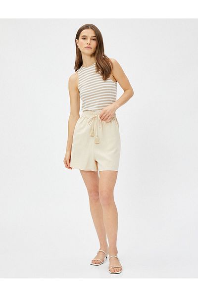 Koton Linen Blend Shorts with Pockets and Tie Waist