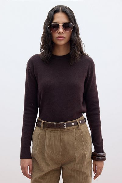Manuka Bitter Brown Soft Textured Knitwear Sweater