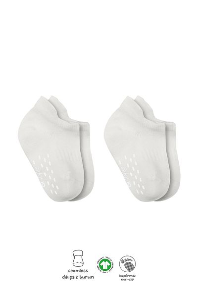 Bistyle Organic Baby Kids 2-Piece Basic Combed Cotton Non-Slip Sneakers Socks