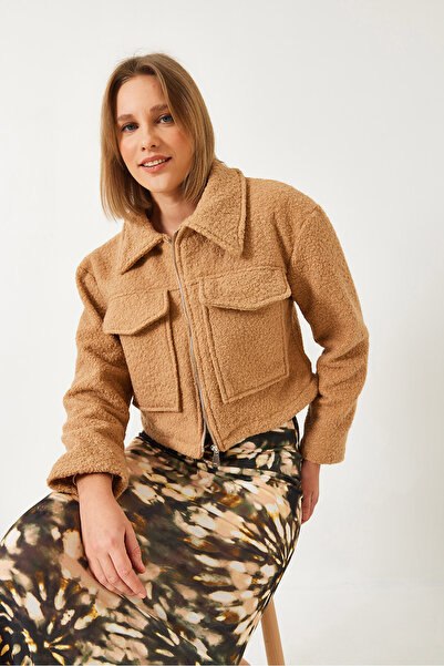 Bianco Lucci Γυναικείο κοντό μπουφάν με λεπτομέρεια με φερμουάρ 2627 60351309