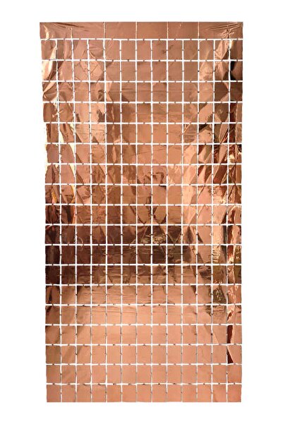 Patladı Gitti Metalize Arka Fon Rose Gold Pötikare Kapı Perdesi 100x200 cm