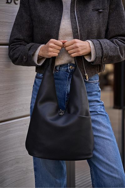 Madamra Nova Black Damen-Taschendetail mit doppeltem Reißverschluss
