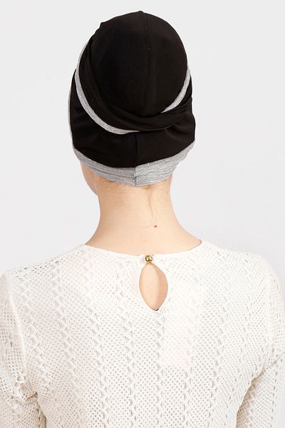 Differenza Boneta învelită dublă cu sclipici negru argintiu