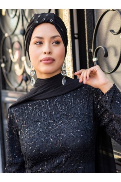 Differenza Sandy Black Eyelet Design Bonnet
