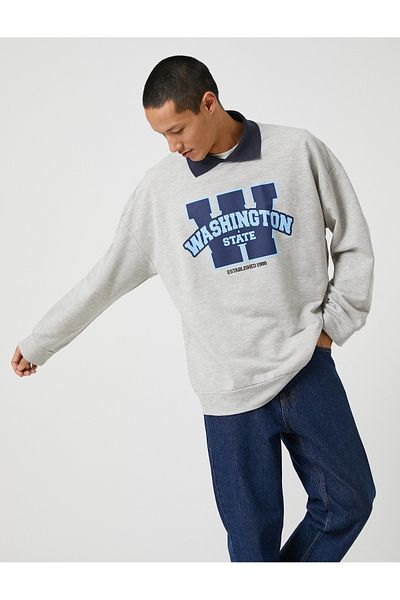 Koton College Sweatshirt Shirt Collar Detailed Printed Long Sleeve