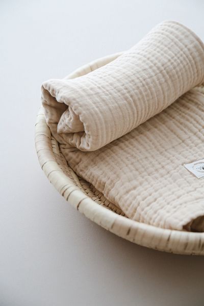 DoDo'S Baby Four Layer Latte Color Straight Pattern Organic Muslin Cover