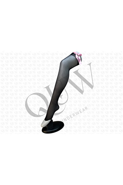 QUW Siyah Fiyonklu Jartiyer Çorap - QUW31-1001-02